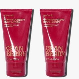 (2) PINK Victoria's Secret Cranberry Glow-Boosting Body Lotion - Red